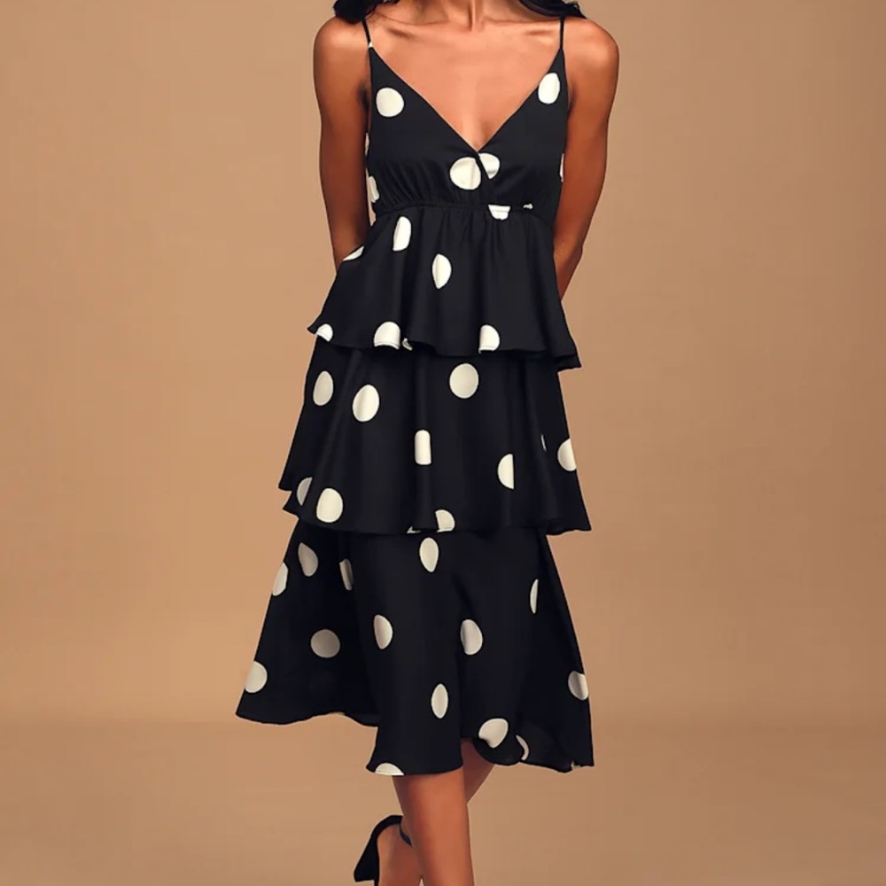 Black and White Tiered Midi Sundress